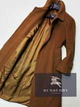 K50【完全頂点!!カシミヤ100%】極美品〜定価30万●BURBERRY LONDON●圧倒的な光沢●英国製!!カシミヤステンカラーバーバリーコート メンズ_画像1