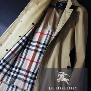 L43【最高峰ラグジュアリー】定価18万●BURBERRY LONDON●メゾンな品格●高級コットンステンカラーコート バーバリーコート メンズの画像1