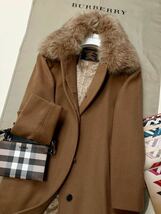 SH41【エレガントカシミヤ100%】参考価格25万●超美品BURBERRY●FOXファー●高級カシミヤトレンチコート バーバリーコート レディース_画像3