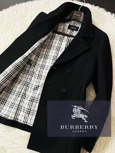 M11 【極暖メルトンウール】定価12万 超美品●BURBERRY BLACK LABEL●スタイリッシュ抜群●高級トレンチPコート●メンズ　バーバリーコート