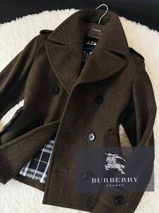 M31【未使用級】定価15万●BURBERRY BLUE LABEL●圧倒的手触り感●高級ウールトレンチPコート バーバリーコート メンズ　ノバチェック