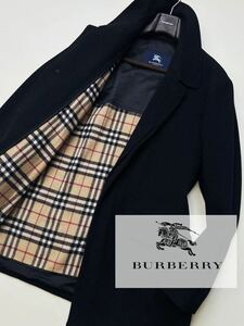 M32【頂点!!極上カシミヤ】定価20万●BURBERRY LONDON●圧倒的!!ノバチェック●メルトンウールステンカラーコート バーバリーコート メンズ