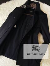 J27【洒落男の格上げコーデ】定価12万●BURBERRY BLACK LABEL●圧倒的存在感!!●高級トレンチPコート バーバリーコート メンズ M_画像1