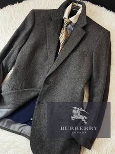 M42【完全カシミヤ100%!!】定価14万 超美品●BURBERRY LONDON●ラグジュアリー●ツイードカシミヤジャケットバーバリーコート メンズ 175L