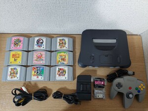 ・NINTENDO64本体+ソフト9本セット/マリオパーティ/星のカービィ/ドンキーコング/ぷよぷよ/スマッシュブラザーズ/ポケモンスタジアム　