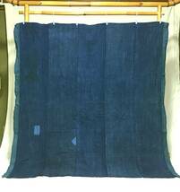 古布1150　手織り木綿　藍染　布団皮　襤褸　ＢＯＲＯ　縞と無地　160×165ｃｍ　袋状　リメイク材料　パッチワーク　キルト_画像2