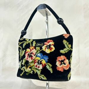 240412-FEILER フェイラー ミニバッグ ハンドバッグ 花柄 ブラック系 レディース 婦人バッグ 鞄