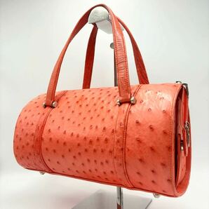 240419-RODANIA ロダニア オーストリッチ レザーバッグ ハンドバッグ 筒型 レディース 婦人バッグ 鞄の画像1