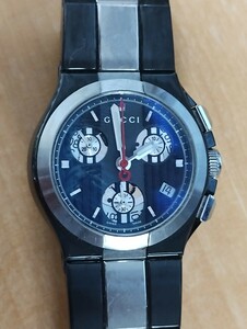 GUCCI　グッチ 124.4 クロノグラフ 腕時計 チタン クオーツ 黒 レディース