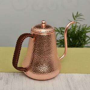 高級感満載！純銅 大容量コーヒーポット制コーヒー器具銅イメージ紫銅ハンマー紋コーヒーポット細口ポットコーヒーポット900ML の画像4