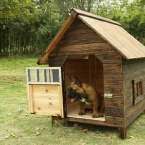 屋外用 耐候性 木製 天然木 犬小屋 ペットハウス ドッグハウス 犬舎 三角屋根 脚付き 小型犬 中型犬 通気性 組み立て 夏は涼しく冬は暖かいの画像4