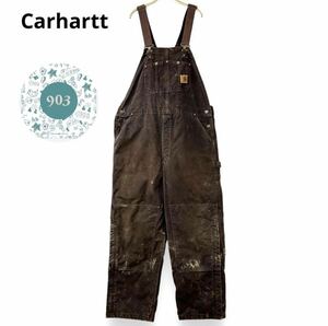 Carhartt カーハート ロゴ ダブルニー ダック地 オーバーオール つなぎ オールインワン グランジ