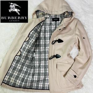 【圧倒的なノバチェック!】LサイズバーバリーブラックレーベルBURBERRY BLACK LABELダッフルコートキルティングウール羊毛春冬ベージュ