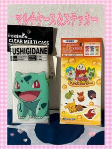 【24時間以内発送・新品】　ポケモン　フシギダネ　マルチケース　ペンケースや化粧ポーチにどうぞ　キッズゼリー　シール付き