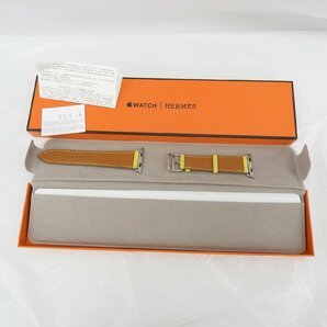 【美品】HERMES エルメス Apple Watch アップルウォッチ用 シンプルトゥール レザーバンド ヴォースイフト イエロー 11553397 0424の画像1