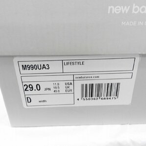 【未使用品】New Balance ニューバランス ユナイテッドアローズ スニーカー メンズ M990UA3 2023年 グレー US：11 29cm 箱付 11564670 0501の画像10