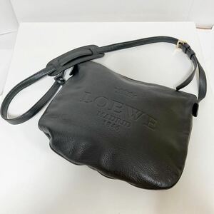 LOEWE ロエベ ヘリテージ マドリード メッセンジャーバッグ ワンショルダーバッグ レザー ロゴ 341004 ブラック 中古 