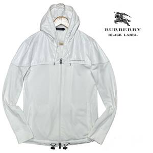 ★1円〜 希少 極美品 BURBERRY BLACK LABEL バーバリーブラックレーベル ナイロン切替 レーヨン混 ダブルジップ パーカー サイズ2★