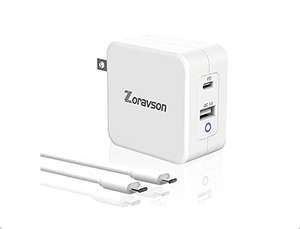 ZoraVson PD対応 65W 充電器 2ポート USB-A USB-C GaN PD3.0 QC3.0 ホワイト PSE認証品 新品 送料込み