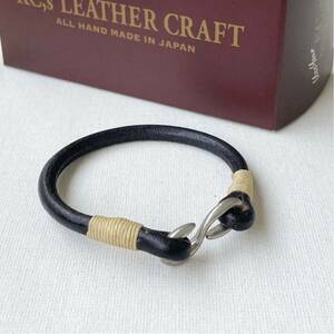 KC,S LEATHER BRACELET BLACK / レザーブレスレット 革ブレス バングル ブラック 本革 Sフック 