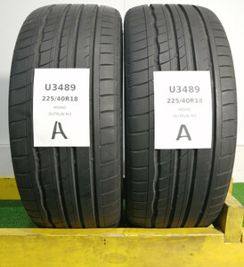 25/40R18 92Y MOMO outrun m3 中古 サマータイヤ 2本セット 送料無料 225/40/18 U3489.A