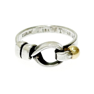 【箱付き】 TIFFANY&Co. ティファニー シルバー ゴールド フラットワイヤーリング 2.8g STERLING/18K刻印 258112 リング・指輪