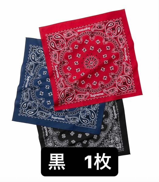 Supreme / Hav-A-Hank Bandanas バンダナ　バラ売り　黒色　1枚 シュプリーム