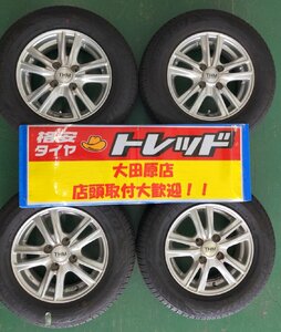 【大田原店】★中古ホイールタイヤセット★THM★13x4.5J+35 4H100★DUNLOP★ダンロップ★EC204★155/80R13★22年製★