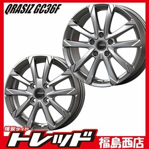 ★福島西★送料無料★軽自動車 夏タイヤホイール4本SET クレイシズ GC36F 14インチ 4.5J 4H100+45＆ユーロビズ HP-02 155/65R14