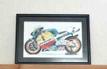 原画です。レプソルホンダ　NSR500　Ｍ．ドゥーハン　水彩画　バイクイラスト_画像2