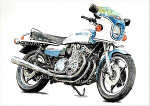 Ａ４プリントです　スズキ　GS1000S　クーリーレプリカ　水彩画　バイクイラスト　