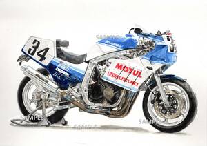 Ａ４プリントです　スズキ　GSX-R750　ケヴィンシュワンツ　デイトナ200　水彩画　バイクイラスト　