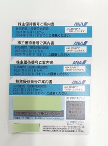 ANA株主優待券（ブルー）/期限・2024年5月31日迄/4枚セット/未使用