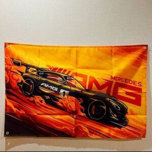 メルセデス・ベンツ AMG 旗 フラッグ バナー クルマ チームイベント オフ会 ガレージ 90cm×60cm