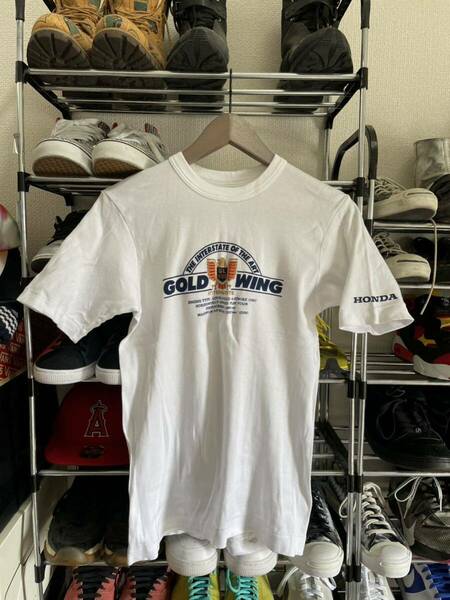 レア 美品 ホンダ GL1100 GOLD WING Tシャツ 白　ホワイト HONDA ゴールドウィング ラメプリント バイク モーターサイクル バイカー系