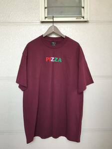 レア PIZZA SKATEBOARDS ロゴ刺繍 ビッグTシャツ バーガンディー ピザスケートボード イタリアカラー ビッグシルエット スケボー ゆるだぼ