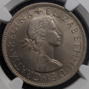★希少 限定5枚★ 1961年 イギリス NGC MS65 1/2クラウン ヤング エリザベス 白銅貨 モダンコイン 資産保全