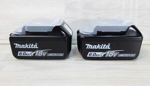 【純正】 makita マキタ　Li-ion バッテリー　BL1860B 6.0Ah 18V　2個 セット　まとめて　残量表示あり 雪マーク　G240402995-1