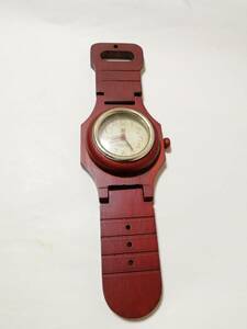 【中古美品】レア　レトロ　ROYAL POLO腕時計型 木製置掛時計　昭和レトロ　アンティーク