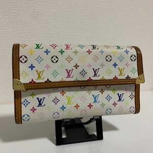 使用回数少　美品　LOUIS VUITTON ルイヴィトン モノグラム　マルチカラー 三つ折り財布　長財布　ポルトトレゾール インターナショナル 