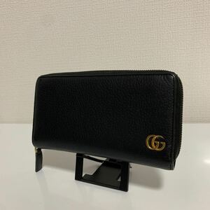 美品　GUCCI グッチ　GGマーモント　ラウンドファスナー ジッピーウォレット 長財布