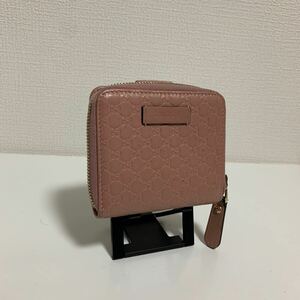 美品　GUCCI グッチ マイクログッチ　折り財布 コンパクトウォレット　ピンク系