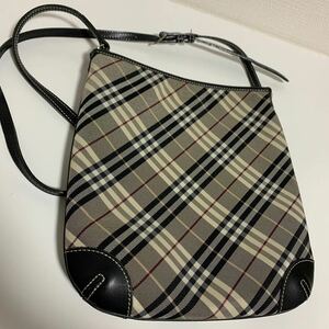 美品　Burberry バーバリー ノバチェック チェック柄 斜め掛け ショルダーバッグ ブラックネイビー