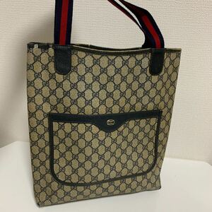 GUCCI グッチ オールドグッチ PVC レザー シェリーライン GGスプリーム トートバッグ 