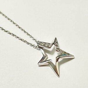 STARJEWELRY　スタージュエリー　K18WG　ダイヤモンド0.02ct　ネックレス　ホワイトゴールド　星デザイン