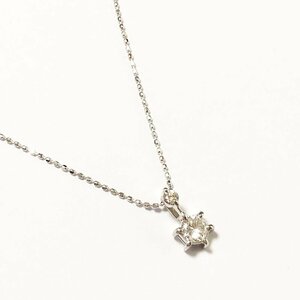 Pt　K18WG　ダイヤモンド0.27ct　ダイヤモンド２石　6点留め　シンプルデザイン　ネックレス　プラチナ　ホワイトゴールド