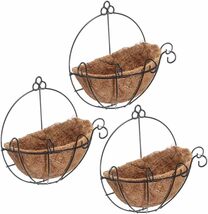 （なないろ館）半円形 ハンギングバスケット 3個セット 寄せ植え プランター 壁掛け 屋外 フェンス 花 植物 ガーデニング (横_画像1