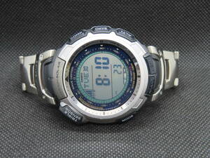 1円～【可動品】CASIO/カシオ PROTREK/プロトレック タフソーラー電波時計 トリプルセンサー チタン 日本製■PRW-1300TJ-7JF★全国送料無料