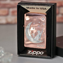 ZIPPO/月とネコ　ピンクゴールドメッキ　ニ