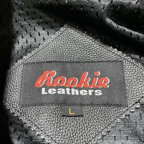 Y-19 ▲Rookie Leathers サイズL・黒！ 牛革・リアルレザー Wライダース 美品▲  の画像4